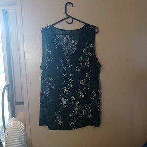 George women's black blue white and green colorful  blouae Size 2x 18W/20W
